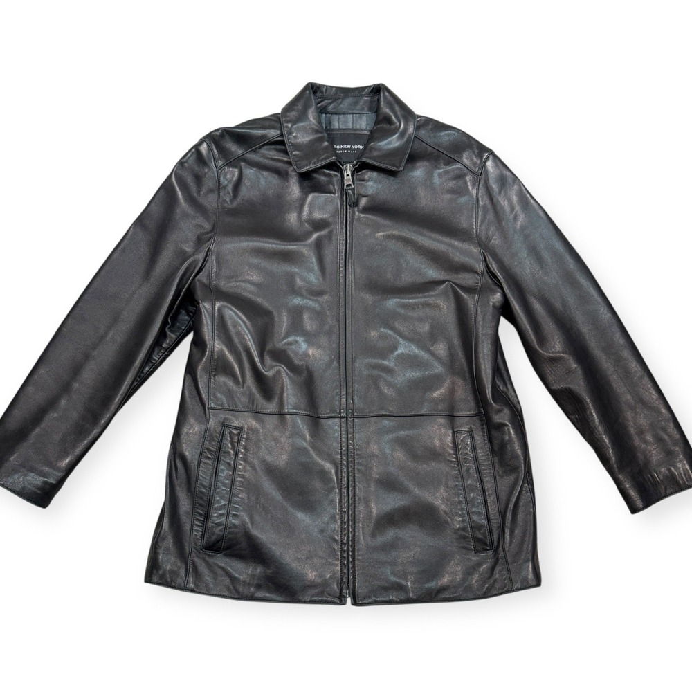 Marc New York Leather Jacket Men's‎ Medium Black Andrew Marc Quilted Loose Fit